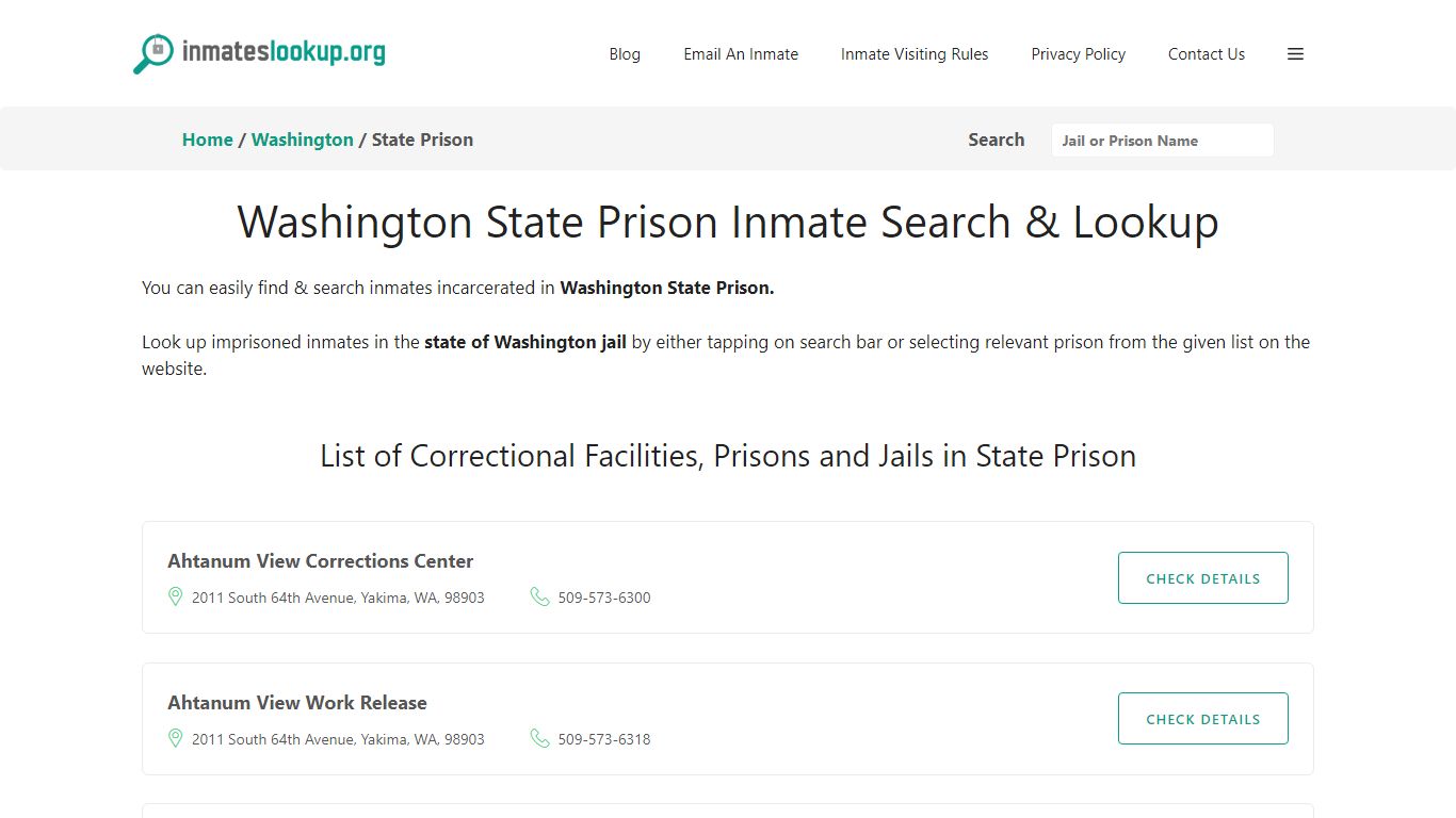 Washington State Prison Inmate Search & Lookup